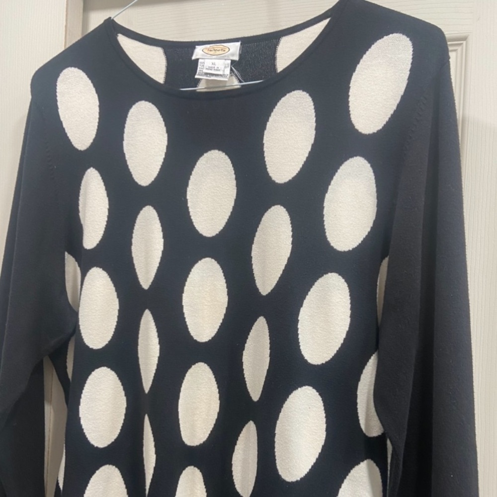 Talbots Black and White Polka Dot Sweater